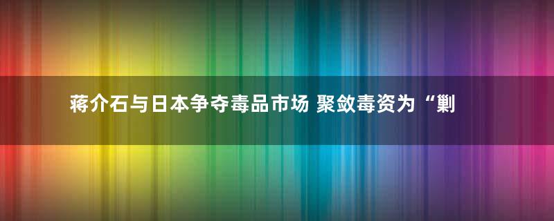 蒋介石与日本争夺毒品市场 聚敛毒资为“剿共”